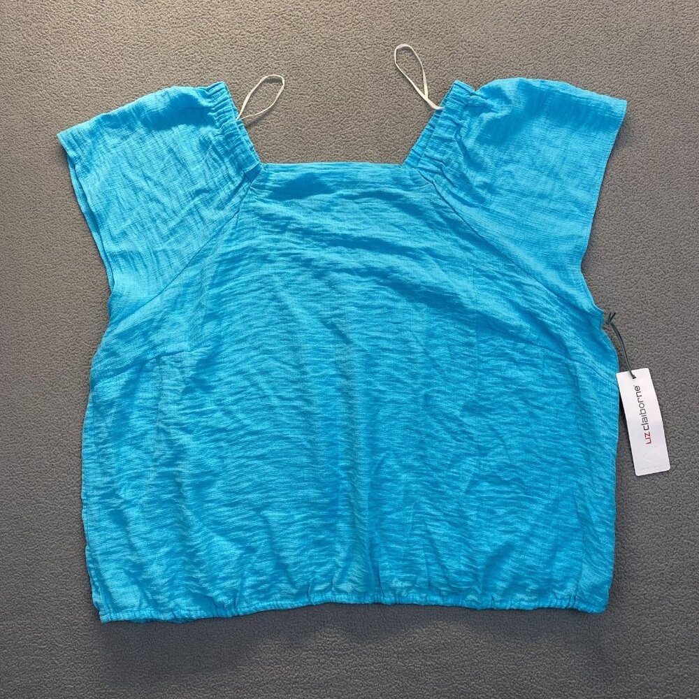 Liz Claiborne Women‎ Top Size XXL Blue Short sleeveless,Blouse,Rayon,Casual